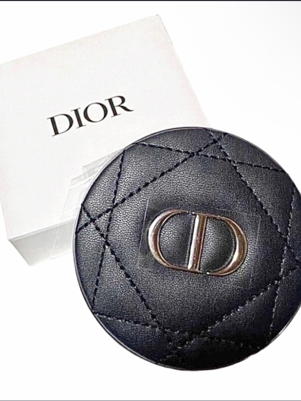 NIB Dior Black Quilted Compact Mirror with CD Logo